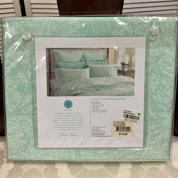 Martha Stewart Collection Twin Comforter Cover ' Coral Spray' 100% cotton - 3… - Picture 2 of 2